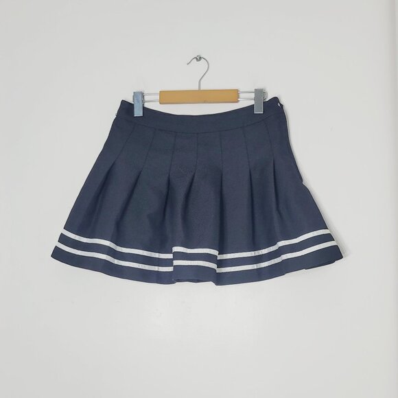 Divided Women Black White Bottom Striped School Tennis Flared Mini Skirt Size 10 - Picture 1 of 10